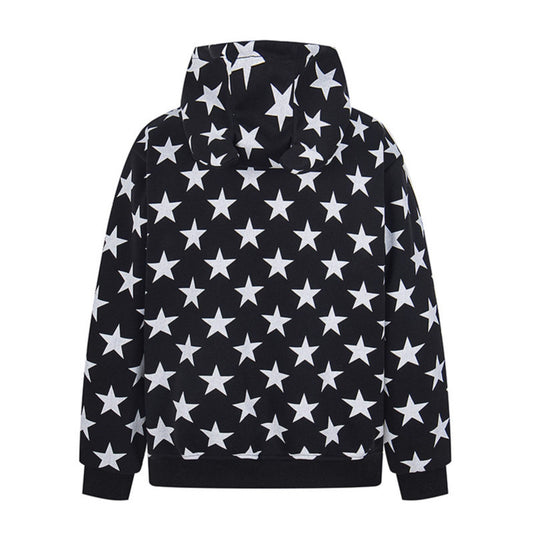 Star All-Over Print Hooded Sweatshirt Women Front Cardigan Jacket