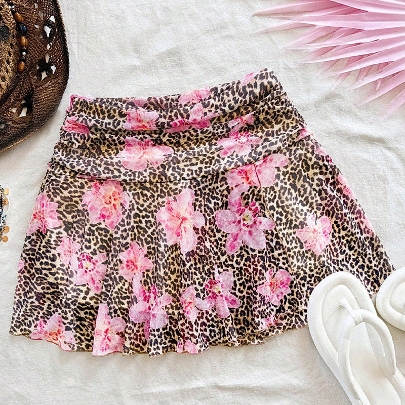Playful Leopard Print A-Line Skirt for Women
