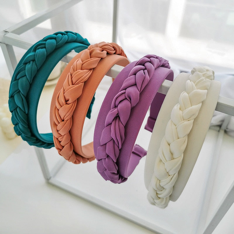 Hair Hoop Solid Color Braided Headband