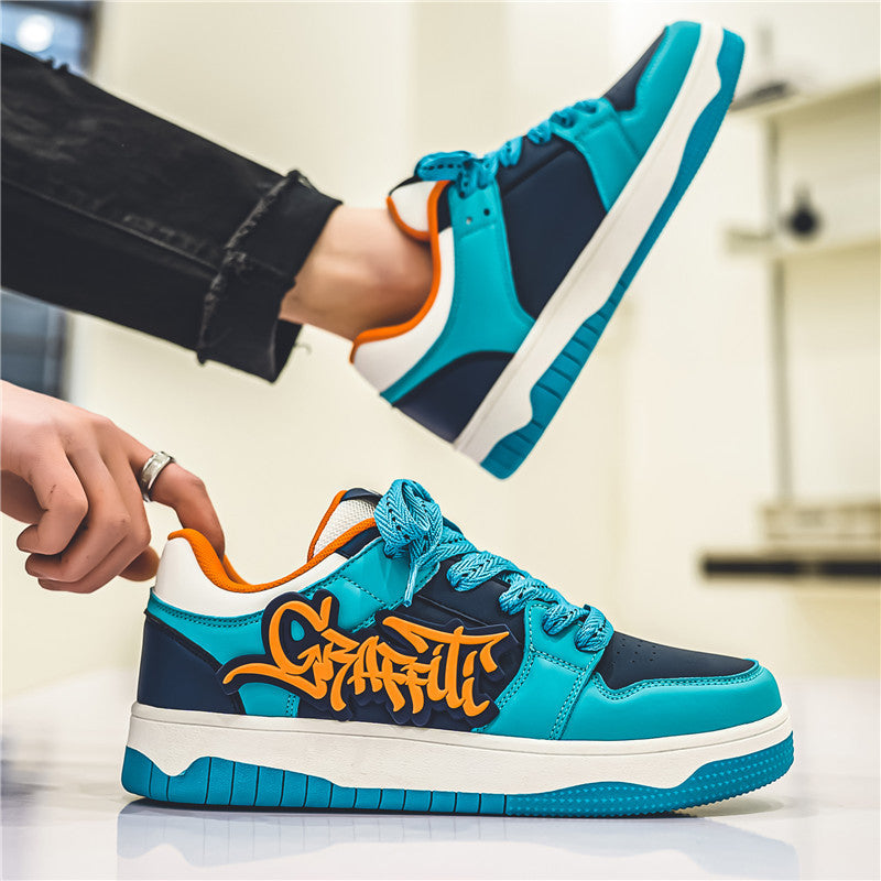 Harajuku Style Color Blocked Casual Board Shoes for Men