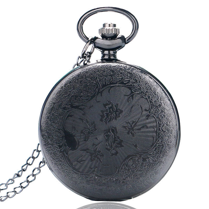 Vintage Roman Numerals Quartz Pocket Watch with Chain