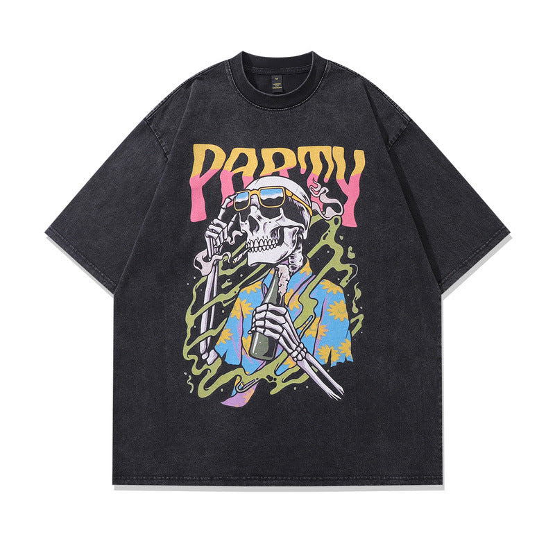 Harajuku Style Vintage Band Print T-Shirt for Men