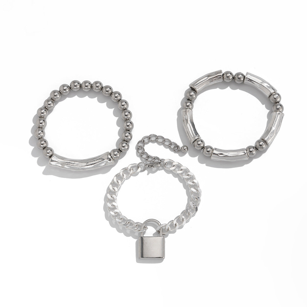 Harajuku-Inspired Pearl Bead & Heart Bracelet Set