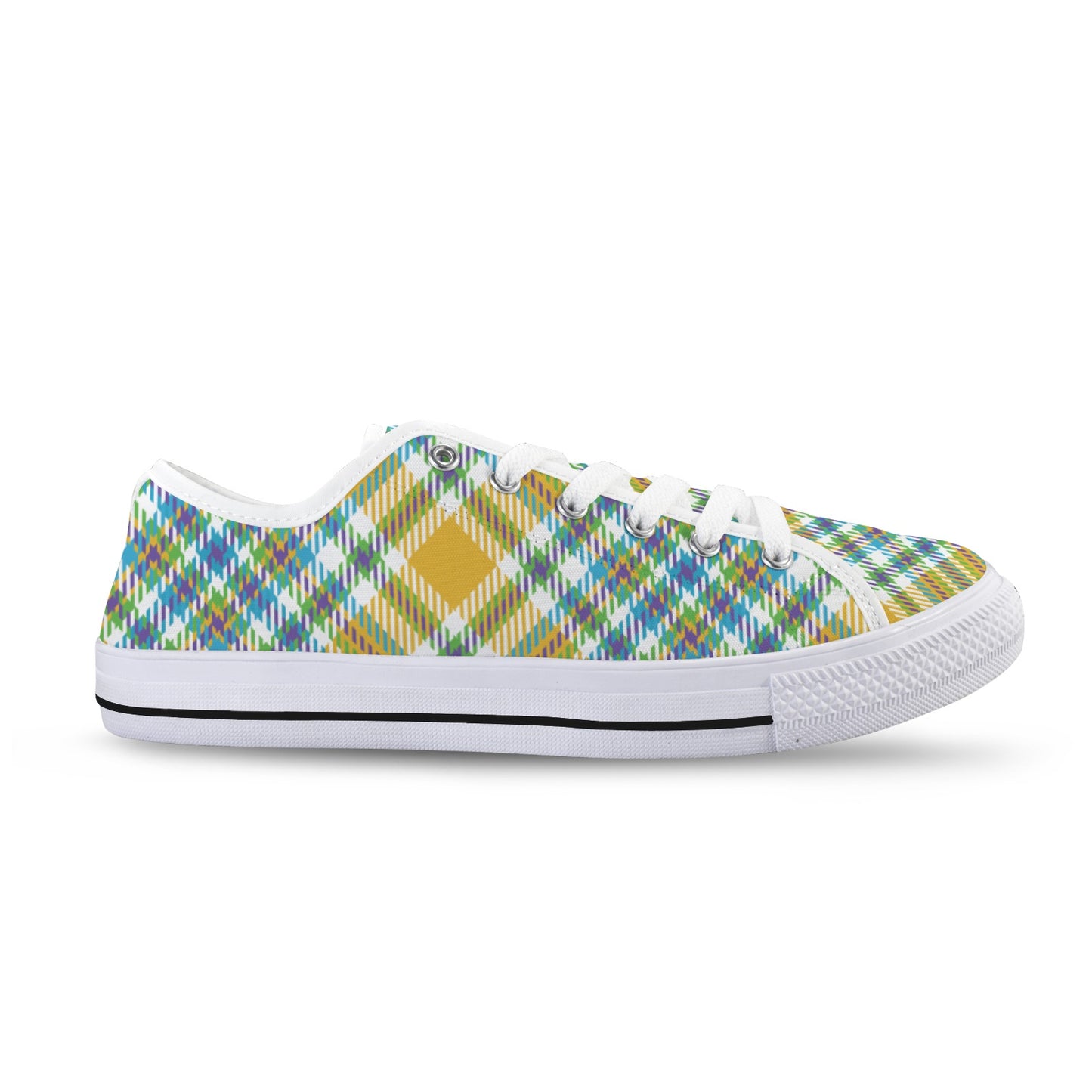 Yellow Plaid Low Top Women's Shoes