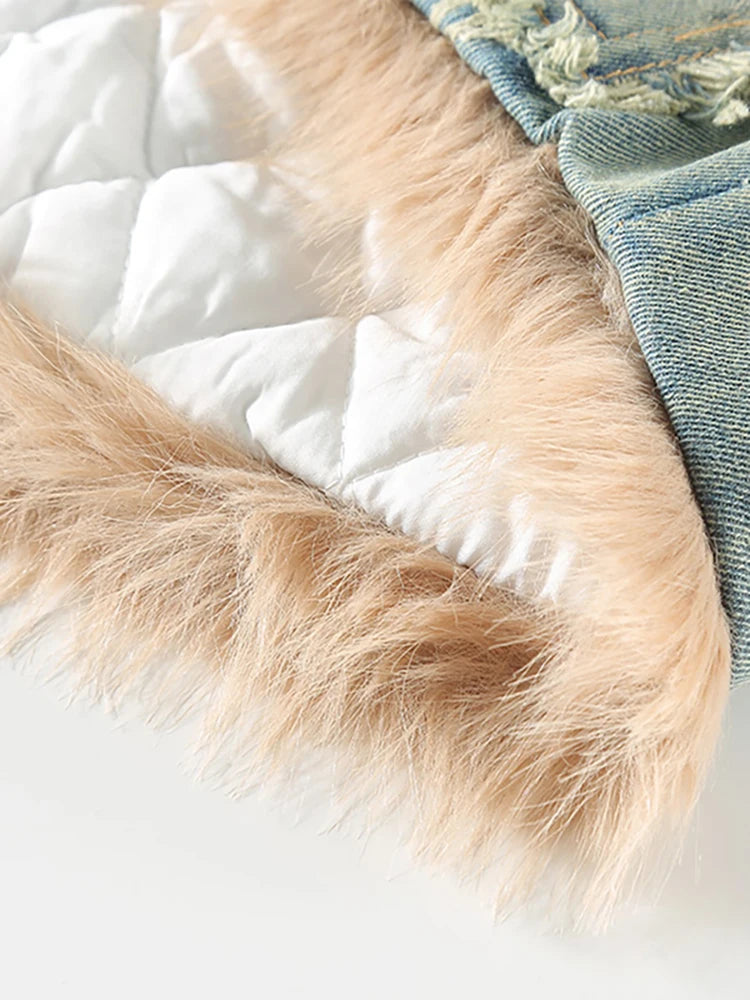 Women's Thicken Denim Coat with Plush Lining