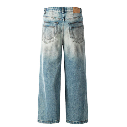 Harajuku Style Color Block Distressed Denim Pants for Men