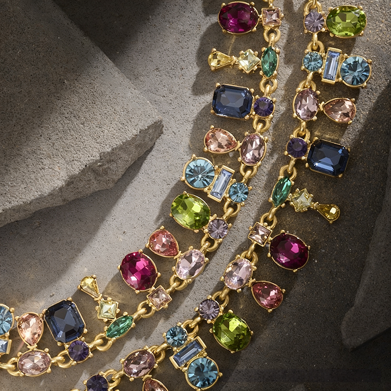 Colorful Stones Gold Necklace