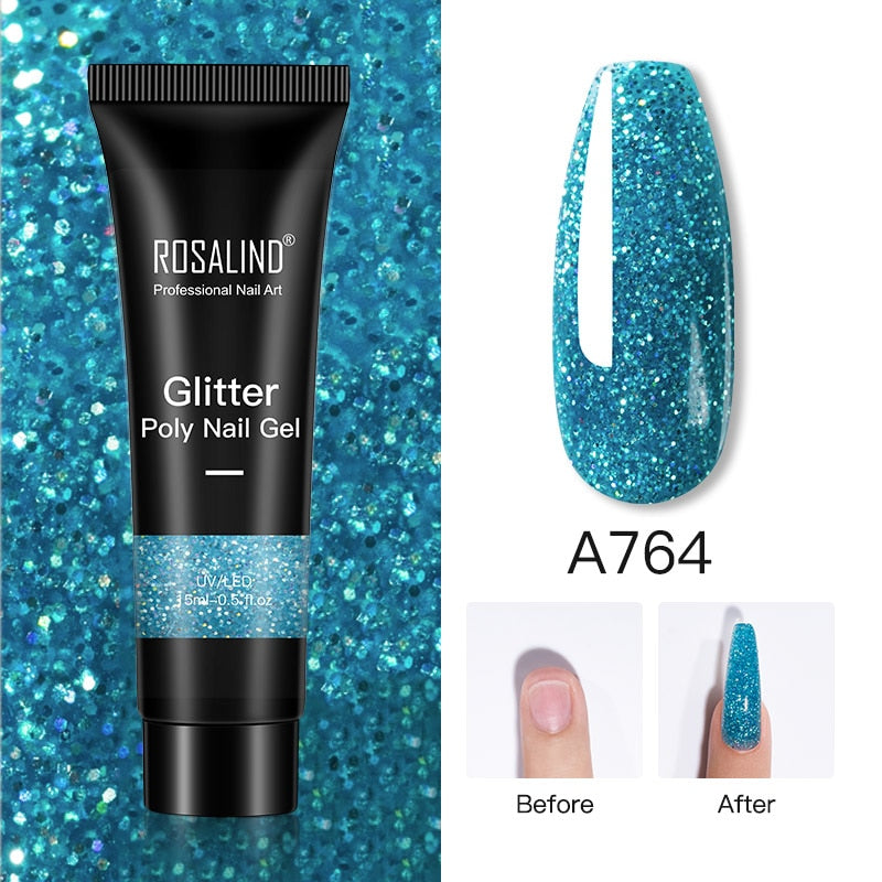 Glitter Poly Nail Gel Extension - 15ml Nail Polish for Manicure
