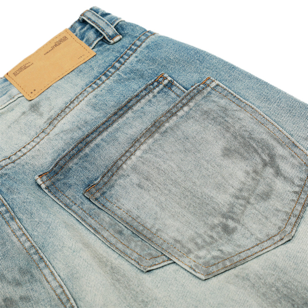 Harajuku Style Color Block Distressed Denim Pants for Men