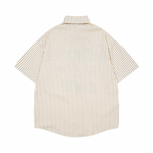 Harajuku Retro Letter Print Stripe Collar Shirt