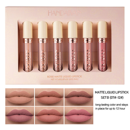 Harajuku Style 6 Matte Rose Lip Gloss Set - Gift Box