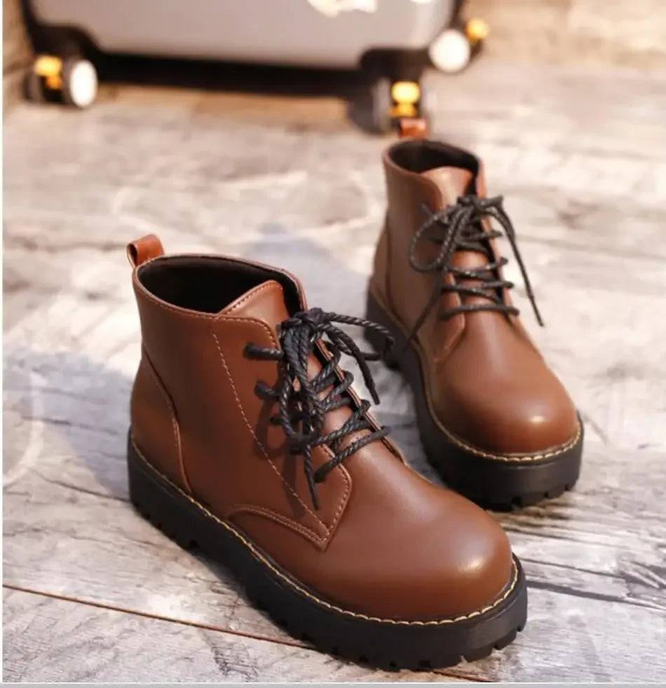 Harajuku Style Women’s Ankle Boots - Retro Platform Lace Up