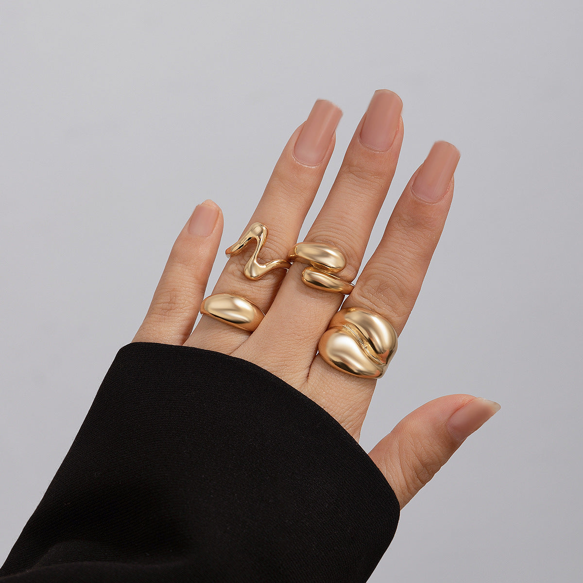 Playful Geometric Open Mouth Ring - Harajuku Style