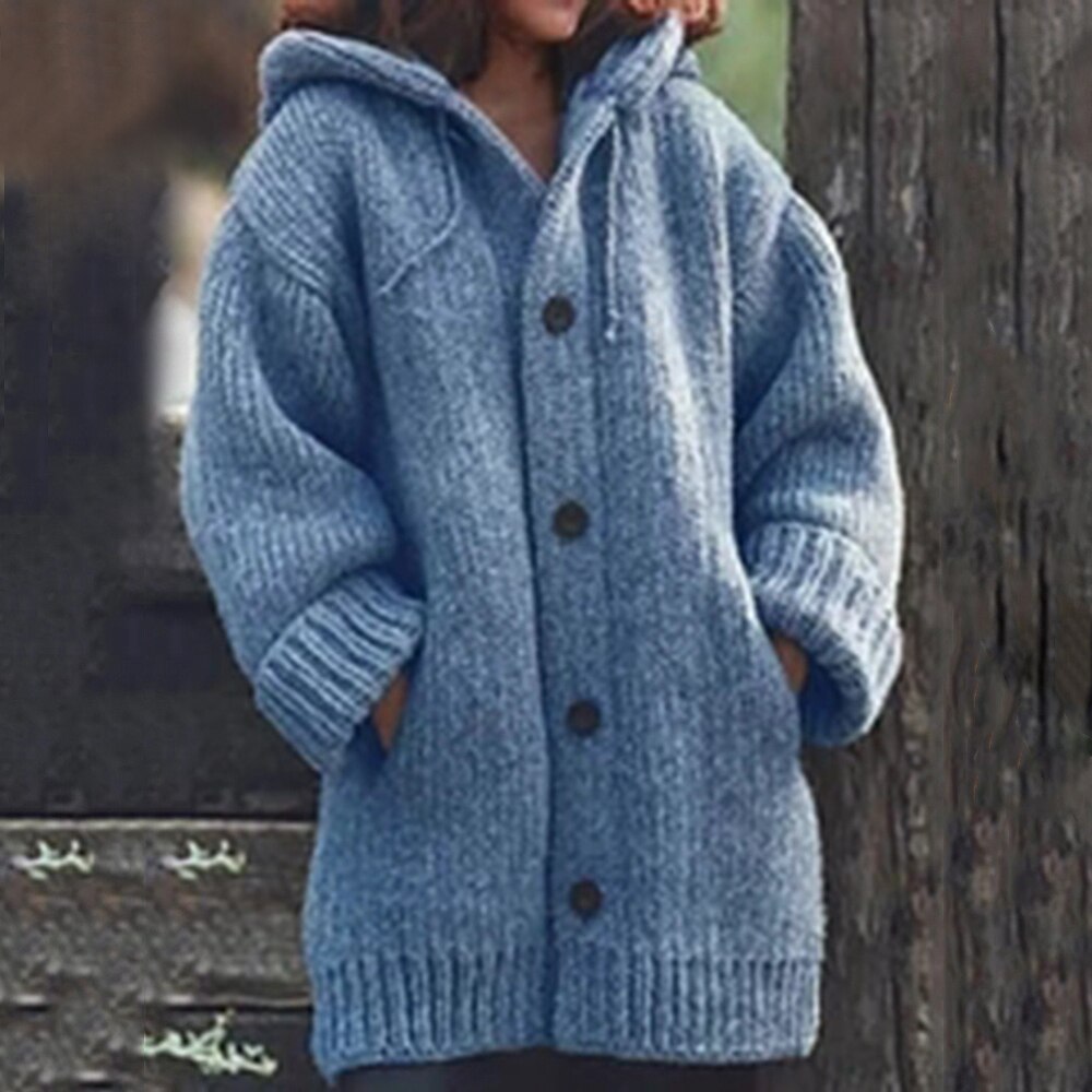 Harajuku Style Women’s Hooded Cardigan - Winter Knitted Sweater