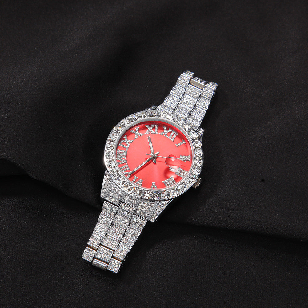 Roman Numerals Diamond-Encrusted Men's Watch
