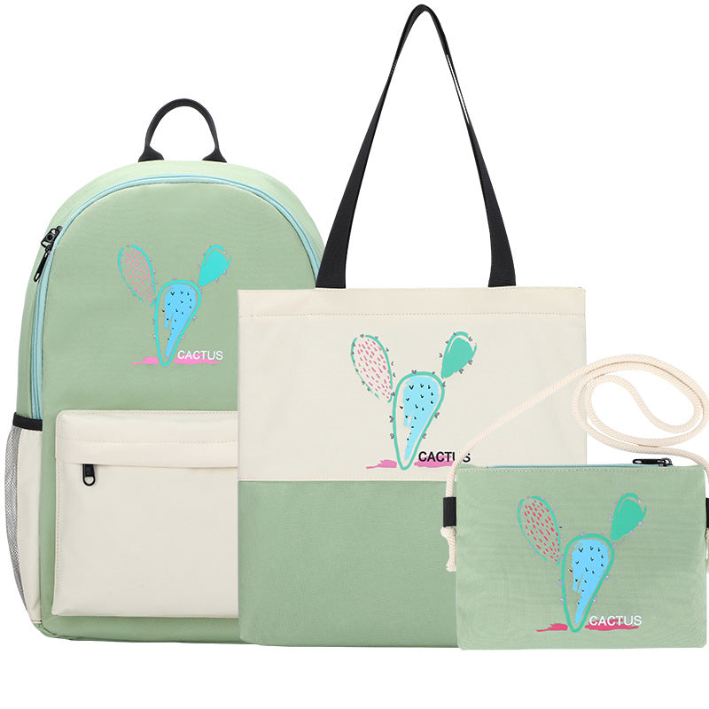 Harajuku Style USB Backpack for Girls - Three-Piece Set