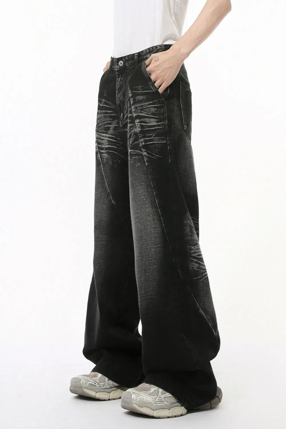 Playful Washed Cat Whisker Straight Leg Jeans