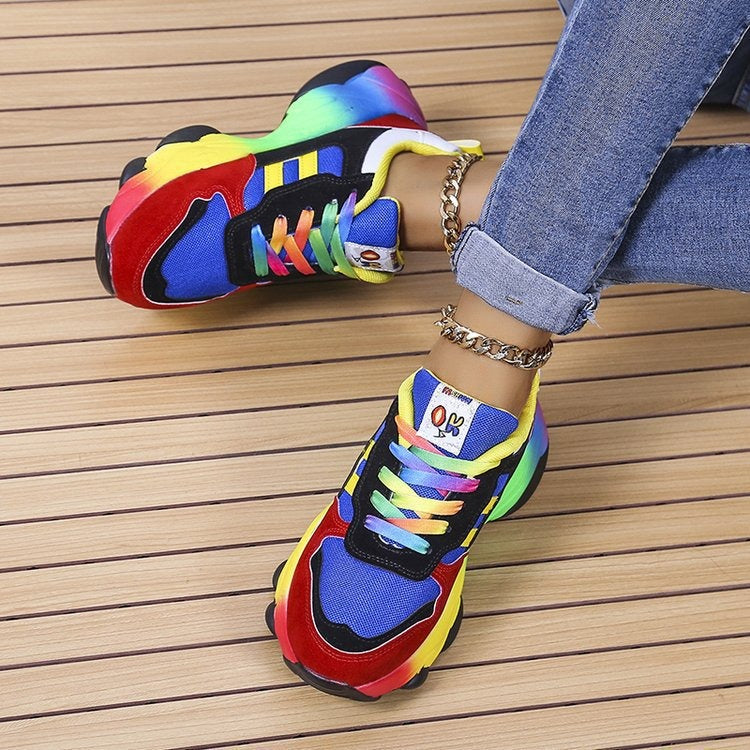 Colorful Hip Hop Dads Shoes - Rainbow Casual Sports Footwear