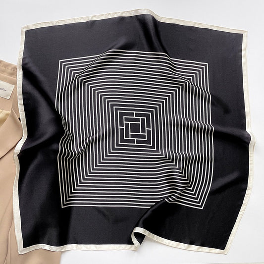 Playful Striped Mulberry Silk Square Scarf for Women