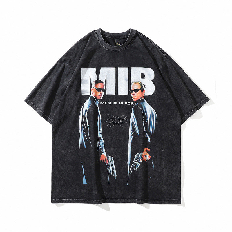 Harajuku Cartoon Print Vintage T-Shirt for Men