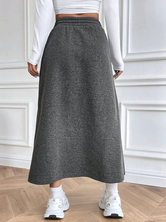 Playful Drawstring Midi Skirt with Pockets