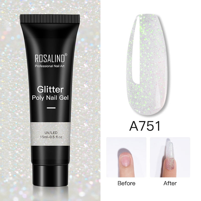 Glitter Poly Nail Gel Extension - 15ml Nail Polish for Manicure