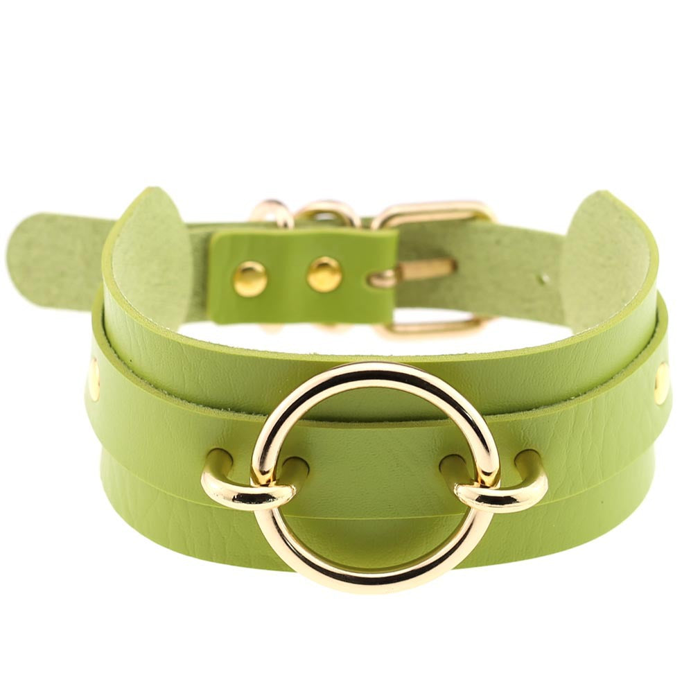 Harajuku Exaggerated PU Leather O-Ring Collar Necklace