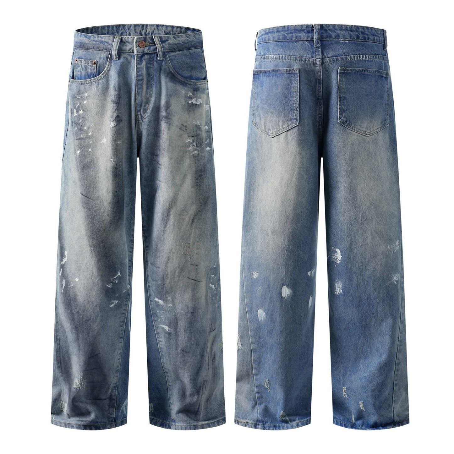 Harajuku Style Washed Distressed Denim Pants