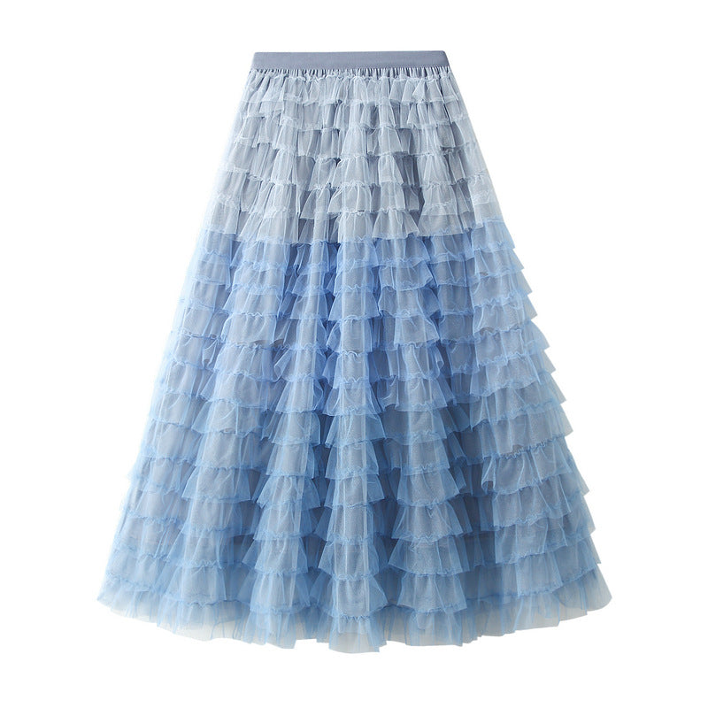 Gradient Color Layered Mesh Tutu Skirt