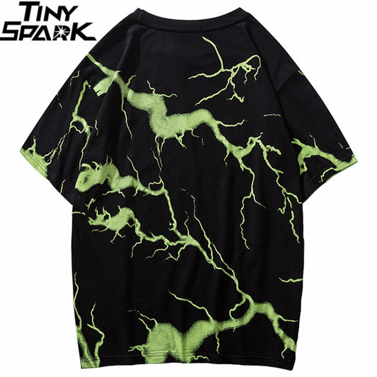 Men's Dark Lightning Hip Hop T-Shirt - Harajuku Streetwear