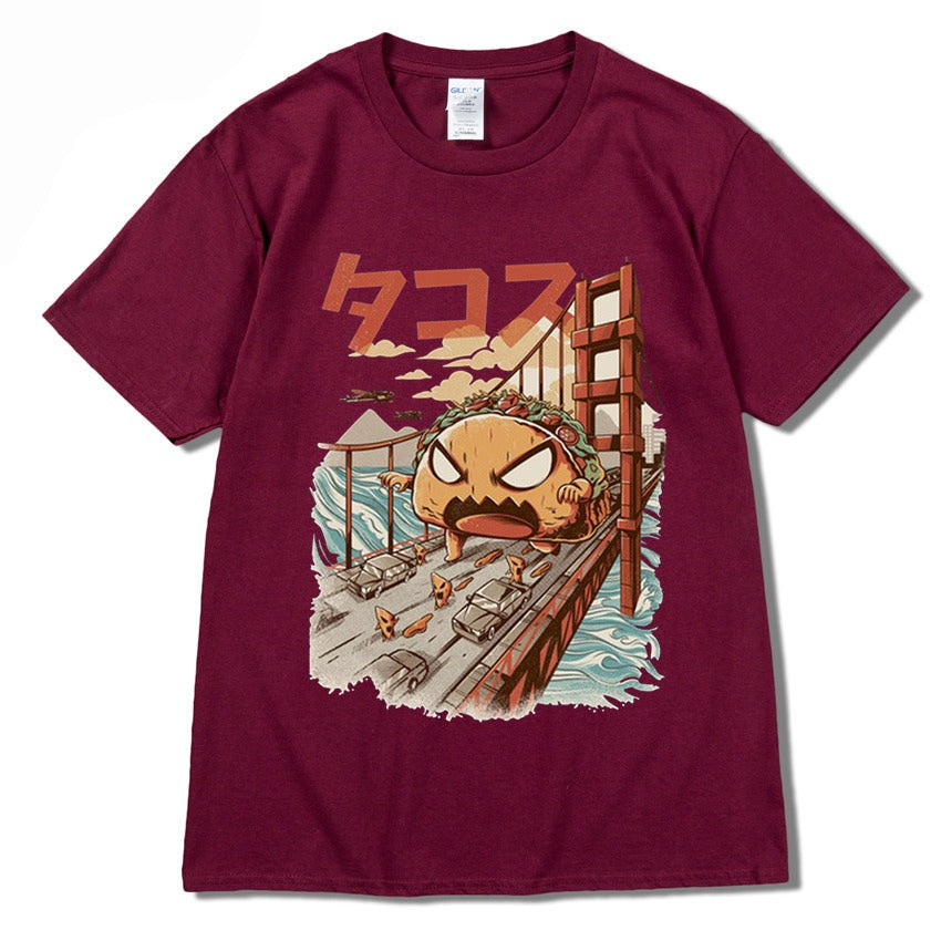 Harajuku Style Playful Rice Roll Graphic Tee for Men