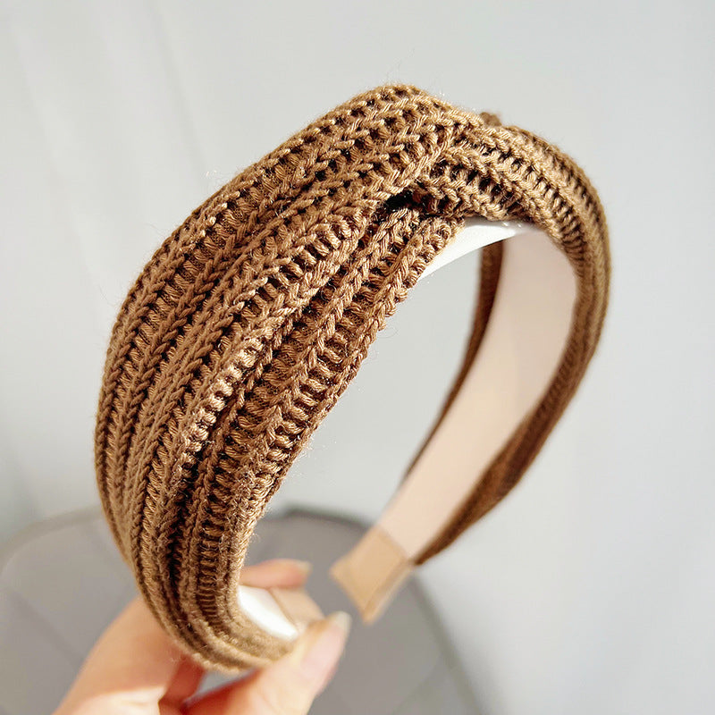 New Wool Knitting Wide Version Cross High Skull Top Face Headband R553