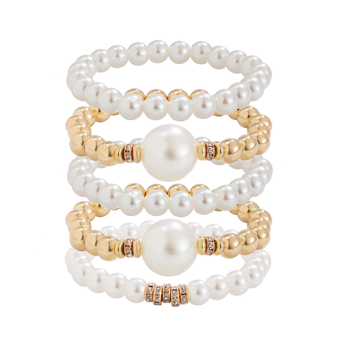 Exaggerated Pearl Layered Bracelet Set – Harajuku Style