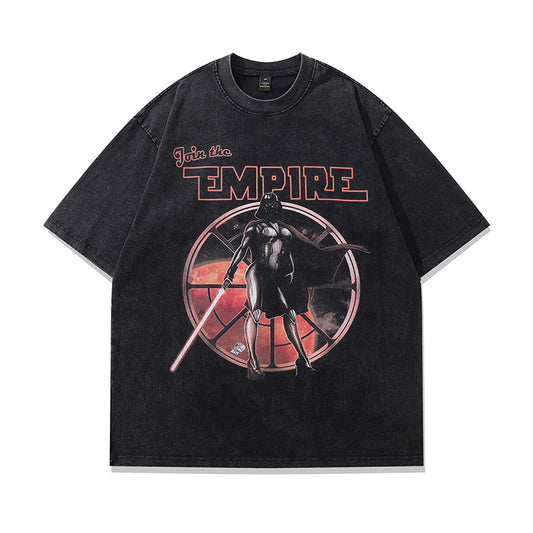 Retro Print Loose Fit Cotton T-Shirt - Harajuku Style