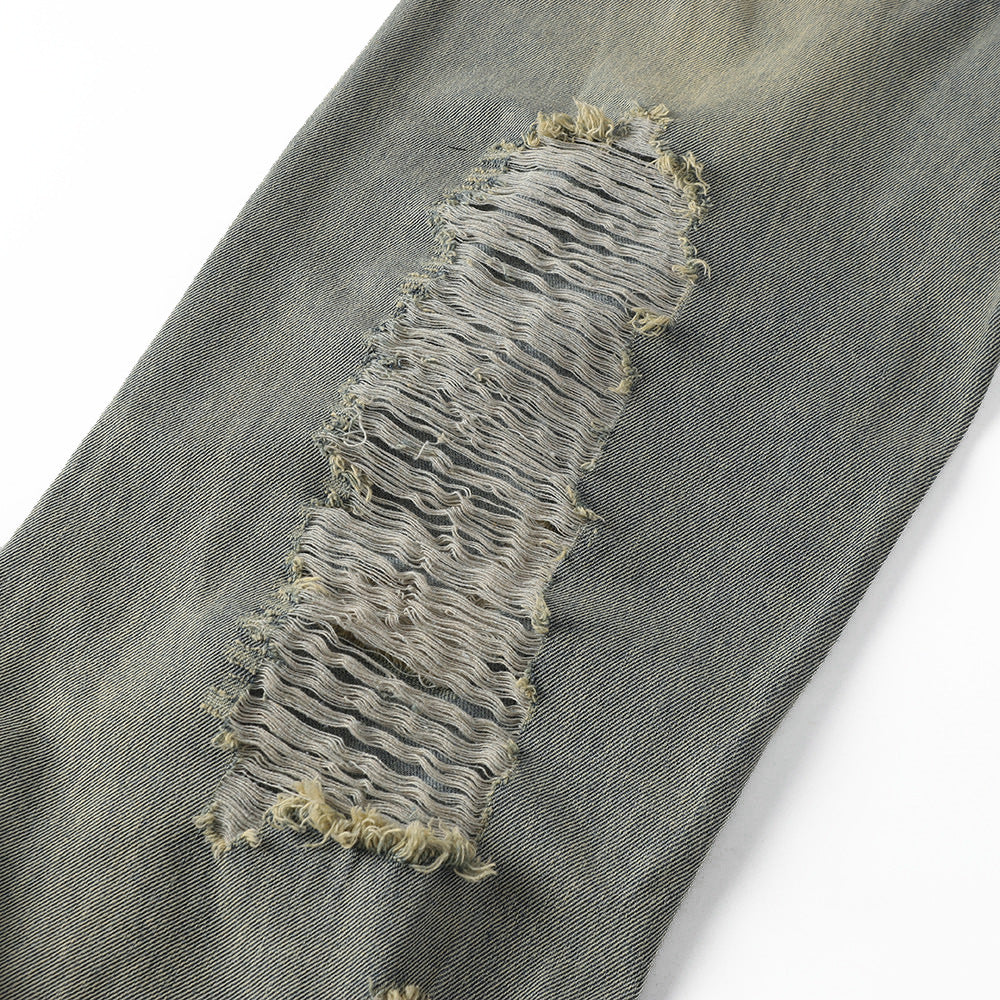 Men's Punk Distressed Vintage Denim Pants - Harajuku Style
