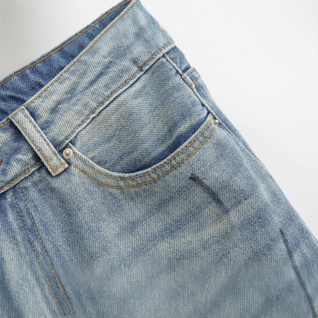High-Waisted Distressed Wide-Leg Denim Trousers