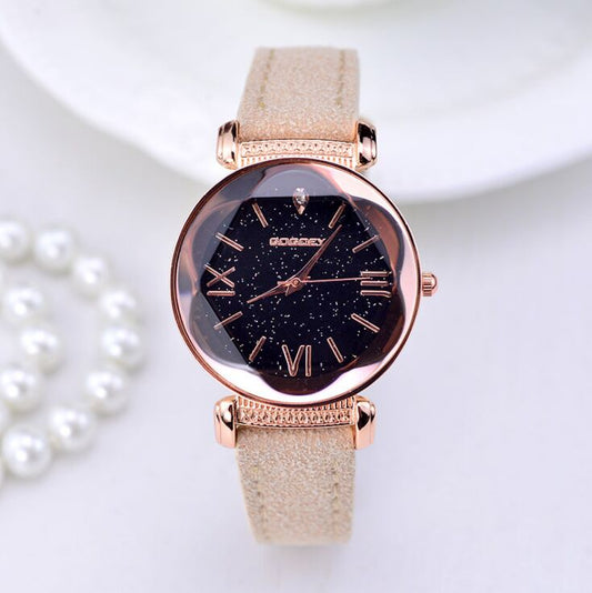 Playful Rose Gold Leather Watch for Women