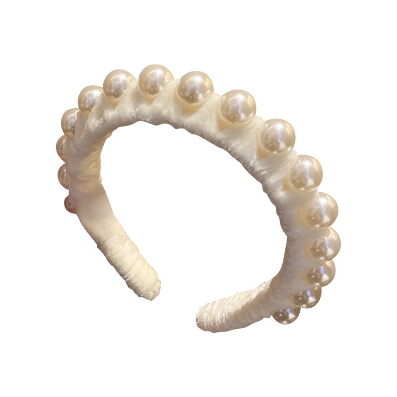 Trendy Pearl Velvet Headband for Women