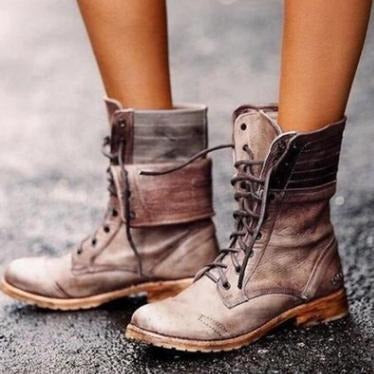 Retro Women's Leather Lace-Up Knight Boots