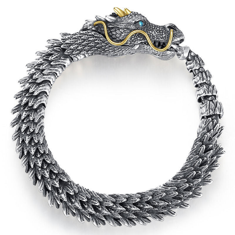 Vintage Dragon Silver Bracelet for Men