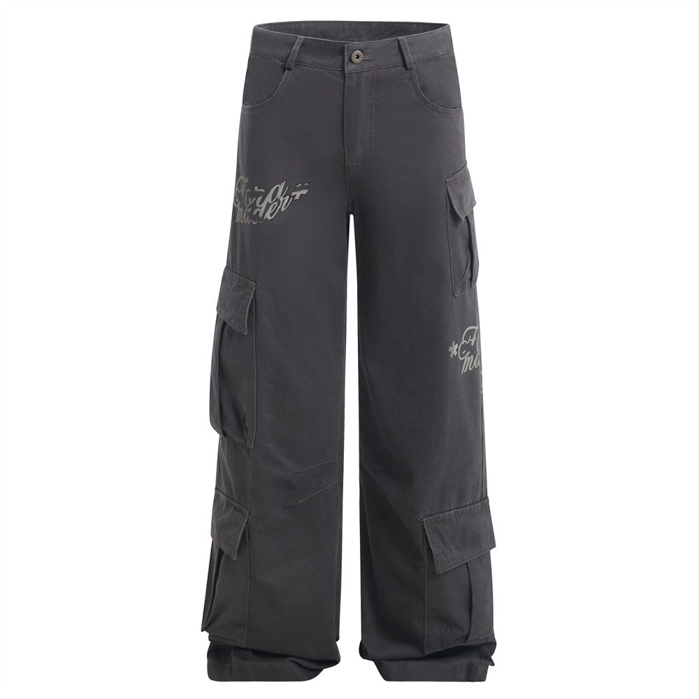 Harajuku Style Multi-Pocket Straight Leg Workwear Pants