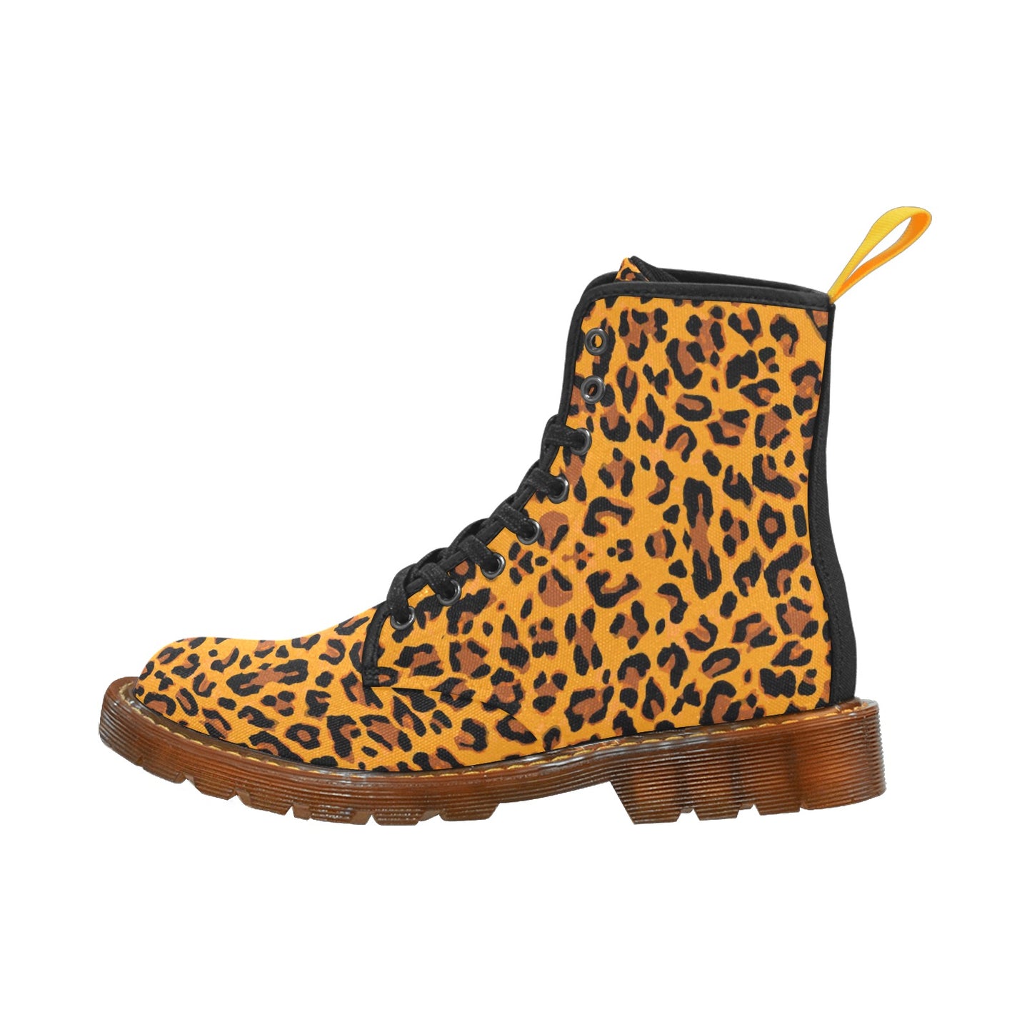 Orange Leopard Women's Lace Up Canvas Boots