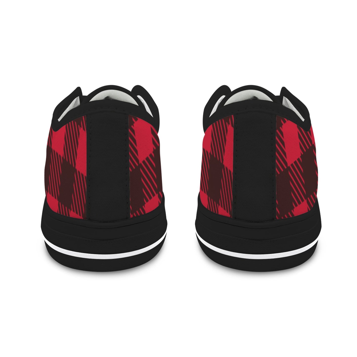 Red and Black Checkerboard Lumberjack Low Top Women's Shoes