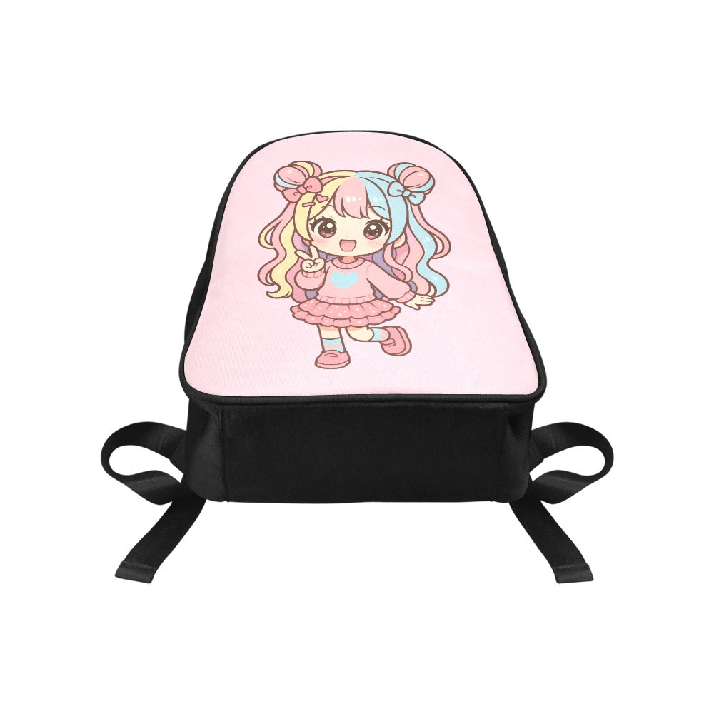 Kawaii Minimalist Harajuku Girl Canvas Backpack