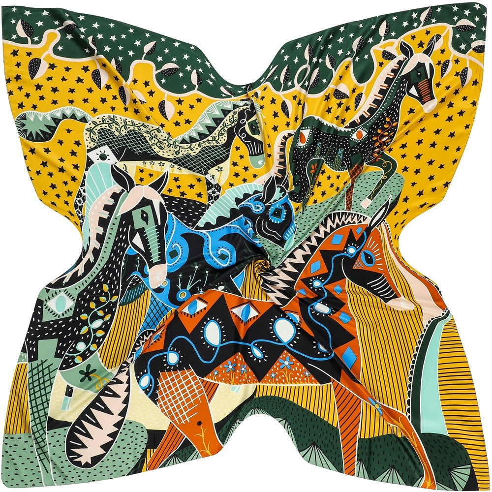 Colored Checkered Horse Twill Shawl - Harajuku Style Scarf
