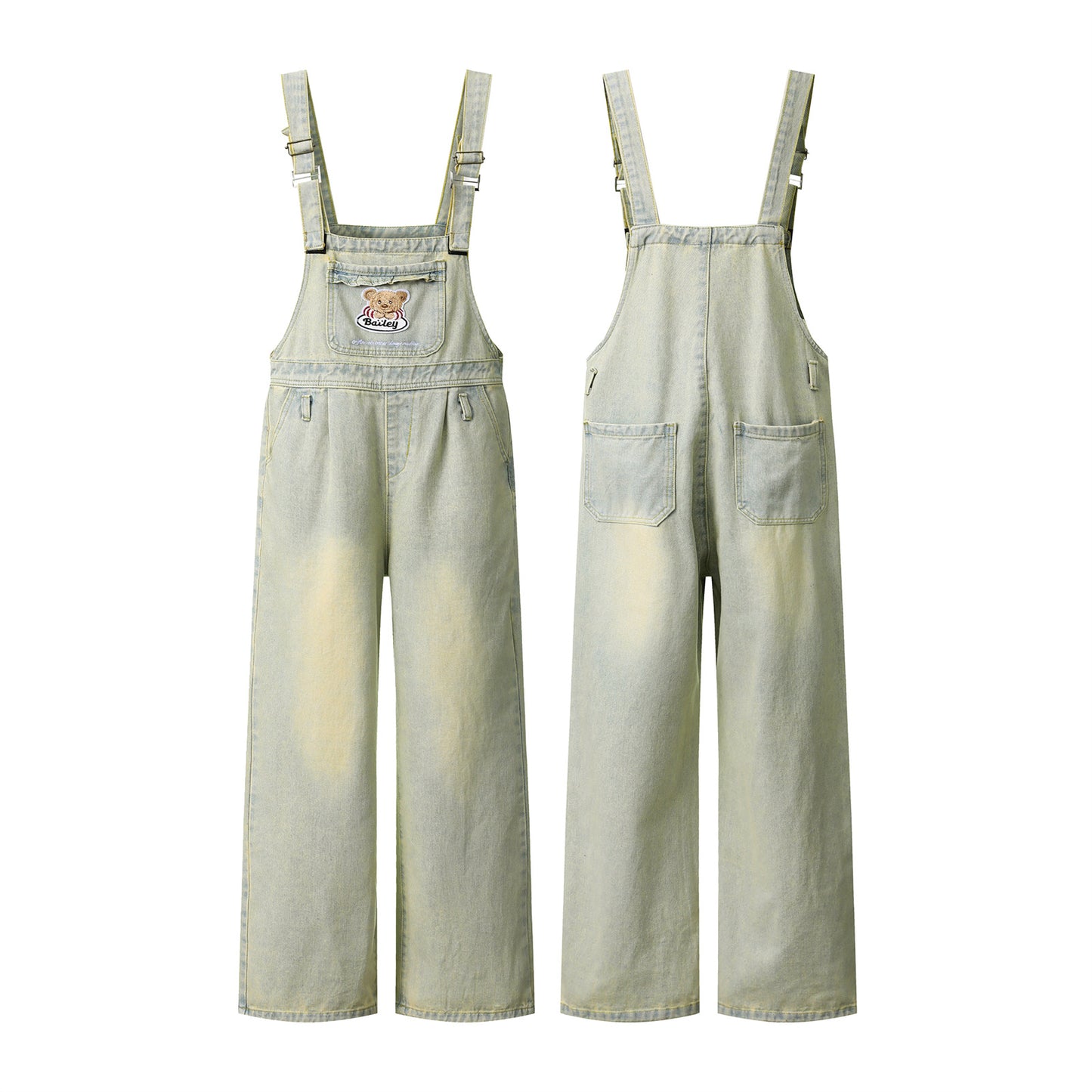 Embroidered Denim Overalls - Harajuku Style