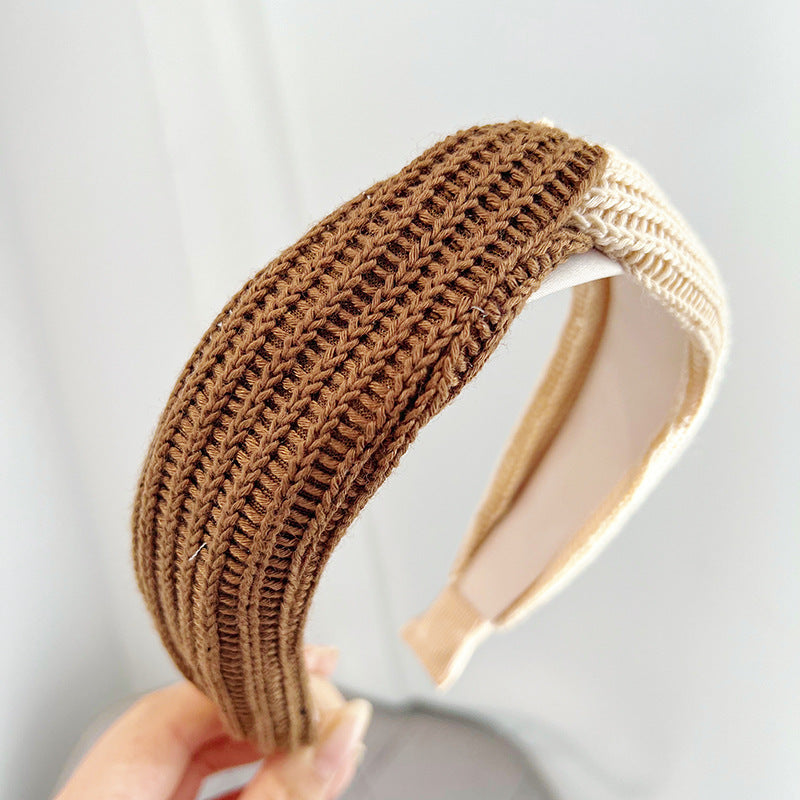 New Wool Knitting Wide Version Cross High Skull Top Face Headband R553
