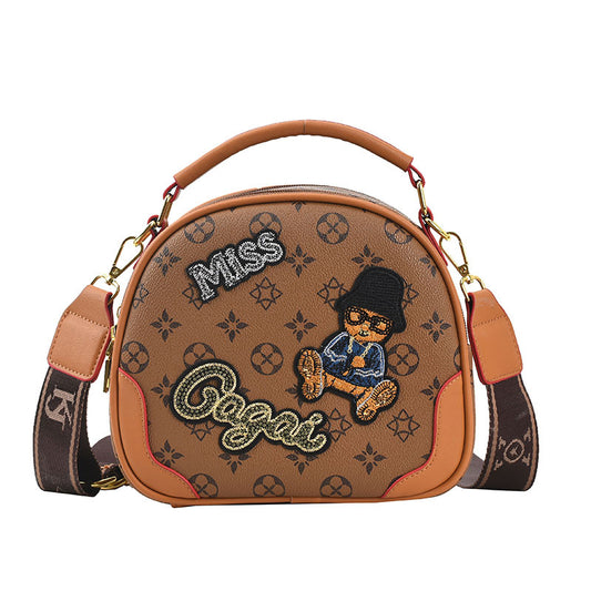 Harajuku Bear Old Flower Hand-Held Shoulder Bag