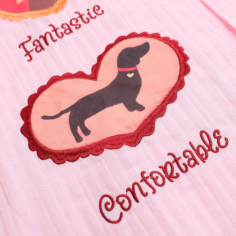 Cartoon Dog Embroidered Short Sleeve Shirt for Men
