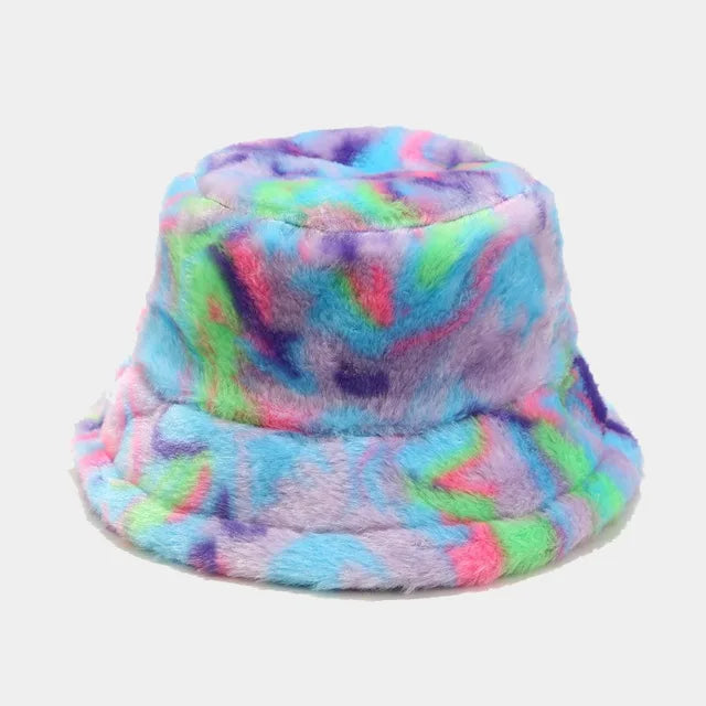 Harajuku Style Zebra Print Faux Fur Panama Bucket Hat